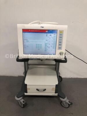 Drager Evita XL Ventilator Type 8413080 Software Version 07.03 Running Hours 60172 with Hoses on Drager Mova Cart (Powers Up) * SN ARML-0020 *