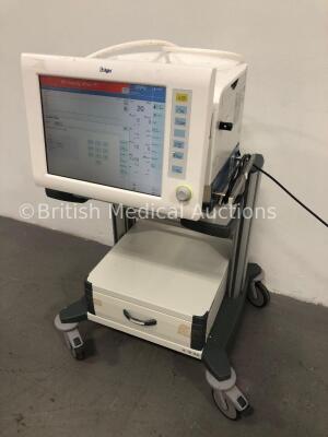 Drager Evita XL Ventilator Type 8413080 Software Version 07.03 Running Hours 60172 with Hoses on Drager Mova Cart (Powers Up) * SN ARML-0020 * - 2
