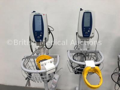 4 x Welch Allyn Spot Vital Signs Monitors on Stands with 4 x BP Hoses, 2 x BP Cuffs and 4 x SpO2 Finger Sensors (All Power Up) - 2