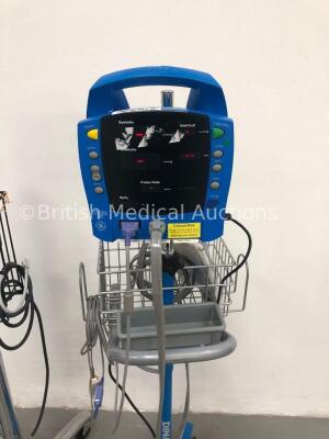 2 x Welch Allyn Spot Vital Signs Monitors on Stands with 2 x BP Hoses and 1 x SpO2 Finger Sensor and 1 x GE ProCare Auscultatory 300 Patient Monitor o - 2