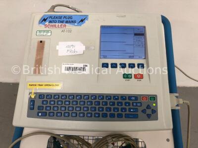 Schiller AT-102 ECG Machine on Stand with 1 x 10-Lead ECG Lead (Powers Up) *H* * SN 070 02333 * - 3