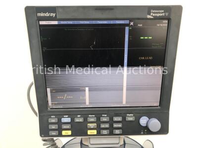 Mindray Datascope Passport V Patient Monitor with ECG,SpO2,P1,P2,T1,NIBP and Printer Options with 1 x BP Hose and 2 x BP Cuffs (Powers Up with Fuzzy S - 3