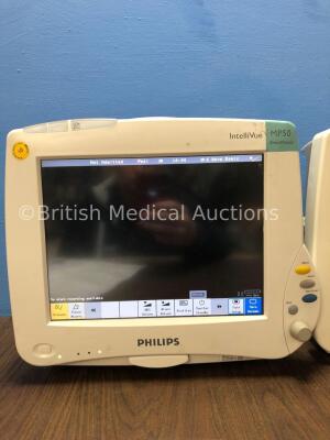 2 x Philips Intellivue MP50 Anesthesia Touch Screen Patient Monitors Version G.01.73 / G.01.80 (Both Power Up) *Mfd 2009 / 2009* *C* - 2