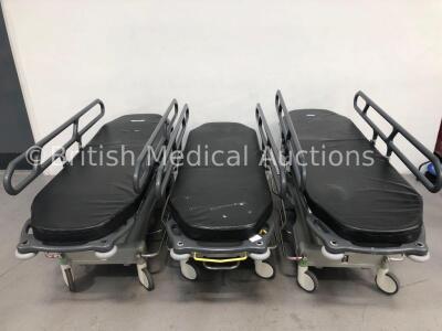 3 x Portsmouth Surgical QA3 Hydraulic Patient Trolleys with Mattresses (2 x Hydraulics Tested Working, 1 x Hydraulics Not Working) * Asset No N/A *