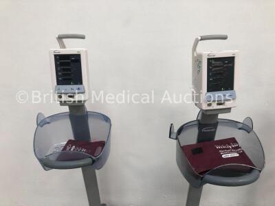 4 x Datascope Duo Patient Monitors on Stands with 4 x BP Cuffs (All Power Up) - 2