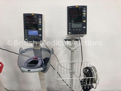 4 x Mindray Datascope Accutorr V Patient Monitors on Stands with 4 x BP Hoses and 4 x BP Cuffs (All Power Up) - 3