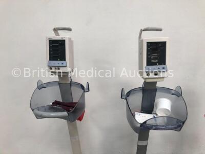 4 x Datascope Duo Patient Monitors on Stands with 4 x BP Cuffs (All Power Up) - 2