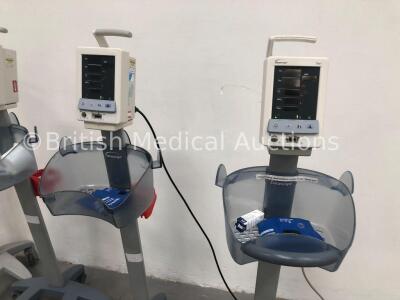 4 x Datascope Duo Patient Monitors on Stands with 4 x BP Cuffs (All Power Up) - 3