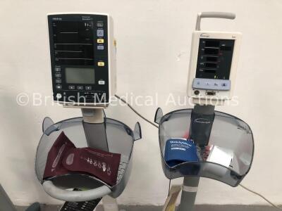 3 x Datascope Duo Patient Monitors on Stands with 3 x BP Cuffs and 1 x Mindray Datascope Accutorr V Patient Monitor on Stand with 1 x BP Hose (3 x Pow - 3