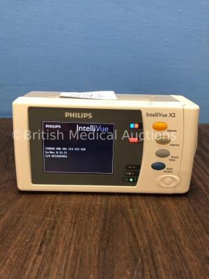 2 x Philips IntelliVue X2 Handheld Patient Monitors S/W Rev H.15.45 / H.15.51 with Press/Temp, NBP, SpO2 and ECG/Resp Options, 2 x Batteries (Both Pow - 3