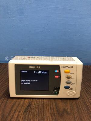 2 x Philips IntelliVue X2 Handheld Patient Monitors S/W Rev G.01.80 / G.01.75 with Press/Temp, NBP, SpO2 and ECG/Resp Options, 2 x Batteries (Both Pow - 4