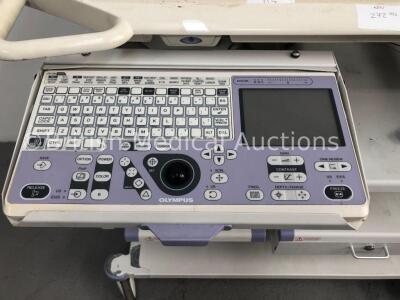 2 x Olympus Stack Trolleys with Olympus CV-260/260SL Keyboard (1 x Powers Up, 1 x No Power-Damaged Connector-See Photos) - 3