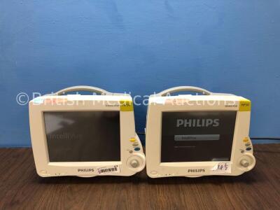 2 x Philips Intellivue MP30 Touch Screen Patient Monitors Version G.01.75 / J.10.45 (Both Power Up) *Mfd 2009 / 2014* *C*