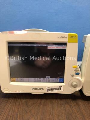 2 x Philips Intellivue MP30 Touch Screen Patient Monitors Version G.01.75 / J.10.45 (Both Power Up) *Mfd 2009 / 2014* *C* - 2