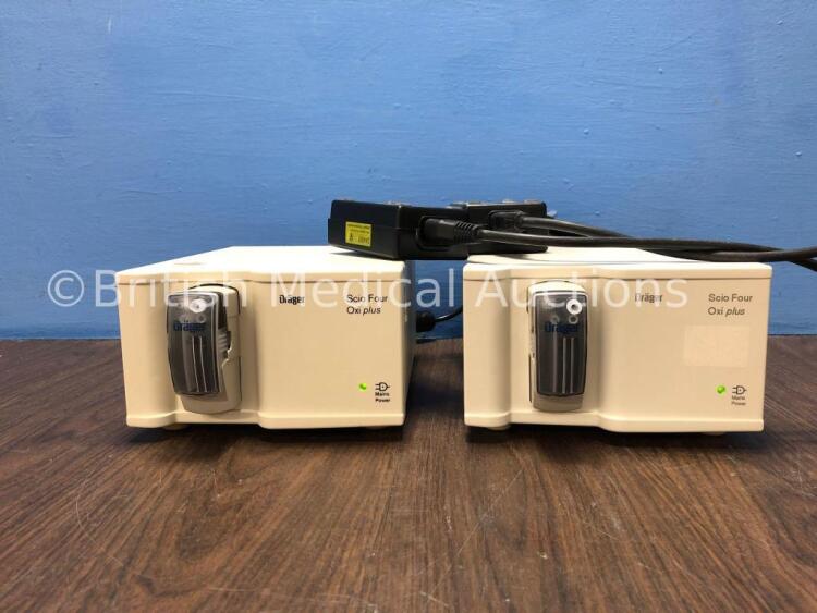 2 x Drager Scio Four Oxi Plus Gas Modules with 2 x Infinity ID Waterlock2 and 2 x AC Power Supplies (Both Power Up) *Mfd 2013 / 2007* *S/N 64666 / 313