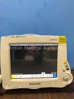 2 x Philips Intellivue MP30 Touch Screen Patient Monitors Version G.01.73 (Both Power Up) *Mfd 2009 / 2009* *C* - 2