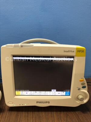 2 x Philips Intellivue MP30 Touch Screen Patient Monitors Version G.01.80 / G.01.73 (Both Power Up) *Mfd 2009 / 2012* *C* - 3