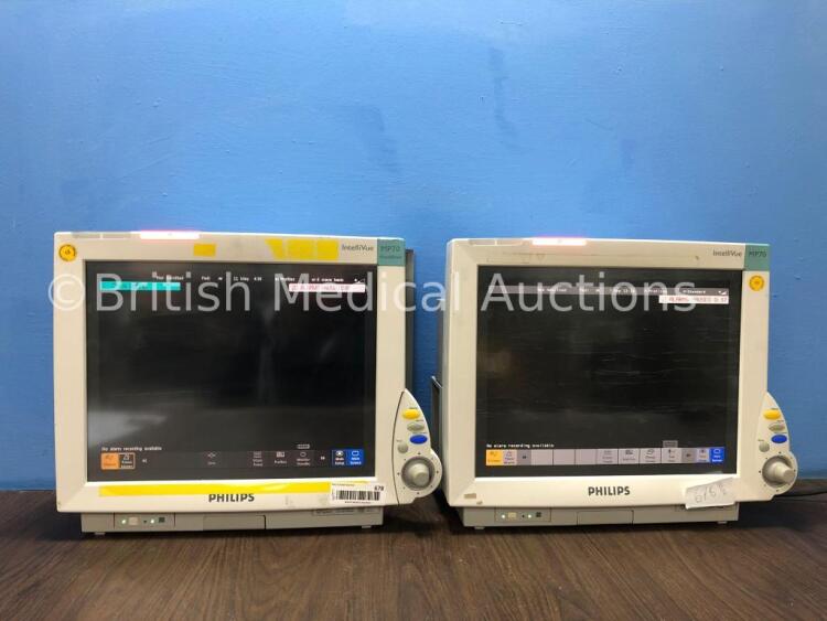 2 x Philips Intellivue MP70 Touch Screen Patient Monitors Version H.15.45 / G.01.78 (Both Powers Up) *Mfd 2009 / 2009* *C*