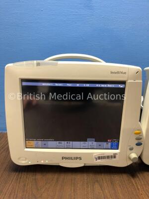 2 x Philips Intellivue MP50 Patient Monitors Version G.01.80 / G.01.80 (Both Power Up,1 x with Missing Cover-See Photo) *Mfd 2014 / 2013* *C* - 2