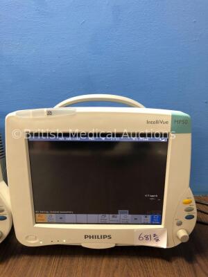 2 x Philips Intellivue MP50 Patient Monitors Version G.01.80 / G.01.80 (Both Power Up,1 x with Missing Cover-See Photo) *Mfd 2014 / 2013* *C* - 4