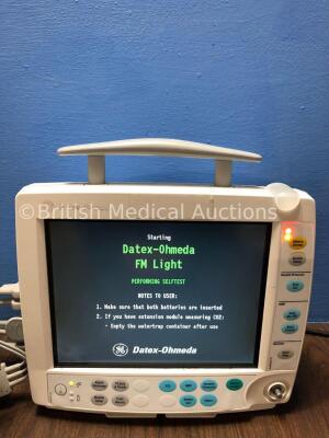 Datex Ohmeda F-FM-00 Patient Monitor with 1 x GE Type E-PSMP-00 Module Including ECG, SpO2, T1, T2, P1, P2 and NIBP Options with 1 x NIBP Hose, 1 x EC - 2