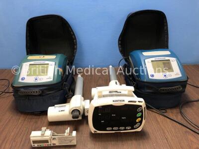 Mixed Lot Including 2 x Legendair Airox Ventilators with Carry Bags (Both Power Up) 1 x Mckinley T34 Syringe Pump (Powers Up with Service Required Mes