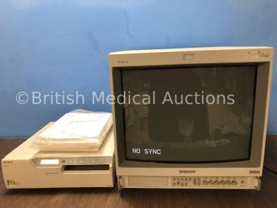 Job Lot Including 1 x Sony UP-2850P Color Video Printer with 1 x Sony PVM-20M2MDE Trinitron Monitor (Both Power Up)