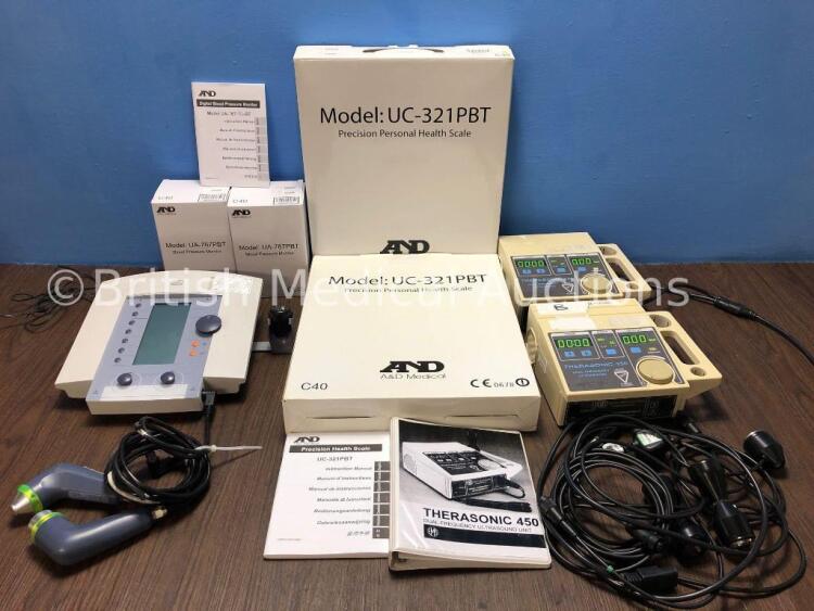 Mixed Lot Including 1 x Enraf Nonius Sonopuls 491 Ultrasound Therapy Unit With 2 x Handpieces (Powers Up with Blank Screen) 2 x A&D Medical UA-767PBT