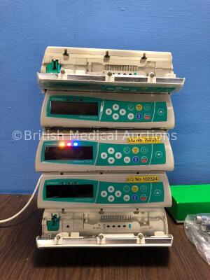 Mixed Lot Including 5 x B Braun Infusomat Space Infusion Pumps (2 Power Up, 2 No Power, 1 Untested Due to Damaged Power Port-See Photo, Power Supply N - 2