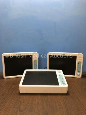 3 x Welch Allyn 1500 Patient Monitors Including EKG/ECG, SpO2,NIBP, IBP1, IBP2 and T1 Options (2 Power Up with Faulty Screens and 1 No Power)