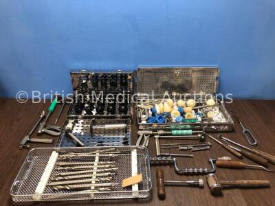 Job Lot of Assorted Surgical Instruments and Drill Bits with Surgical Instrument Trays