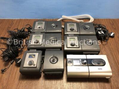 Job Lot Including 5 x Philips Respironics REMstar Auto A-Flex System One CPAP with 5 x System One Humidifiers (1 x Damaged Screen and 1 x Damaged Conn