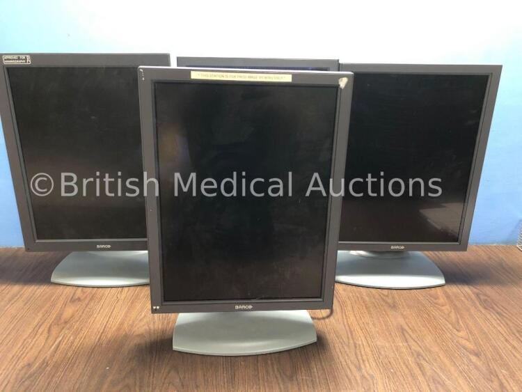 4 x Barco Monitors with 1 x Power Supply (All Missing Casings on Rear)