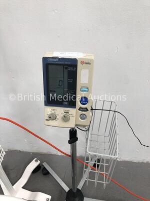 Mixed Lot Including 1 x Criticare Vital Care 506DXN Patient Monitor on Stand, 1 x SAM 35 Medical Suction Unit * Missing 1 x Wheel * and Omron Digital - 3