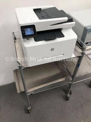 Mixed Lot Including 2 x Stainless Steel Trolleys,1 x ERBE IES 300 Smoke Evacuator and HP Color LaserJet Pro MFP M281fsw Printer (Powers Up) - 4