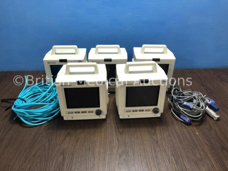 5 x Nellcor N5600 Patient Monitors with 5 x SPO2 Finger Sensors and 5 x BP Hoses (All Power Up)