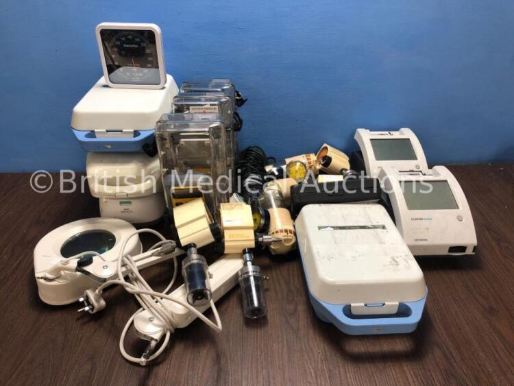 Mixed Lot Including 2 x Siemens Clinitek Status Units, 2 x Medix AC200 Nebulizer, Regulators, 3 x Smiths Medical CADD-Prizm PCS II Units, Luxo Patient