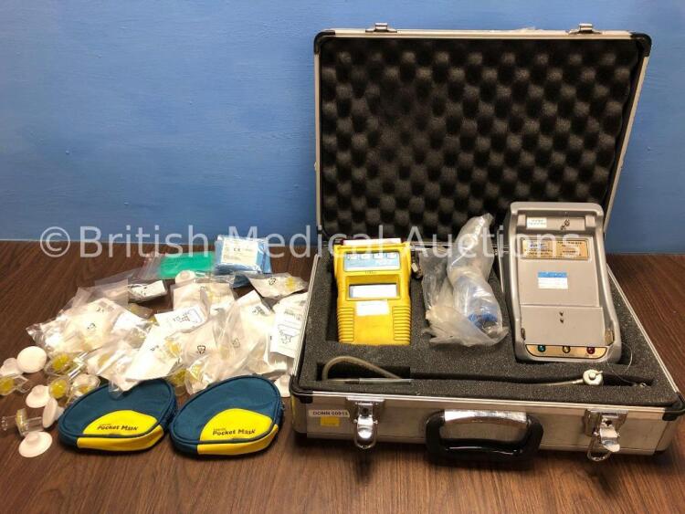 Mixed Lot Including 1 x The Mentor Series Gas Detector PGD 2 with Charger and Accessories In Carry Case and Laerdal Pocket Mask Valves