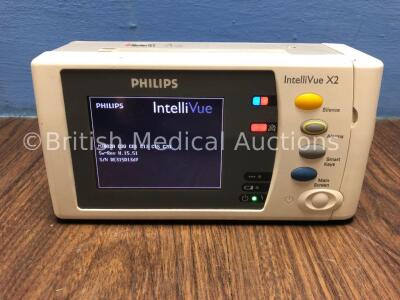 Philips IntelliVue X2 Handheld Patient Monitor S/W Rev H.15.51 with Press/Temp, NBP, SpO2 and ECG/Resp Options with 1 x Battery (Powers Up) *Mfd 2013*