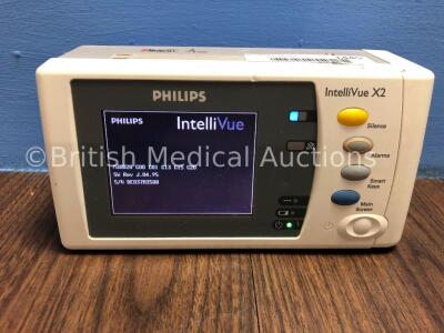 Philips IntelliVue X2 Handheld Patient Monitor S/W Rev J.4.95 with Press/Temp, NBP, SpO2 and ECG/Resp Options with 1 x Battery (Powers Up) *Mfd 2012*