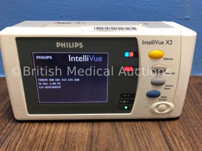 Philips IntelliVue X2 Handheld Patient Monitor S/W Rev G.01.75 with Press/Temp, NBP, SpO2 and ECG/Resp Options with 1 x Battery (Powers Up) Mfd 2012 *