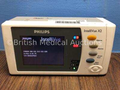 Philips IntelliVue X2 Handheld Patient Monitor S/W Rev G.01.75 with Press/Temp, NBP, SpO2 and ECG/Resp Options with 1 x Battery (Powers Up) *Mfd 2009*