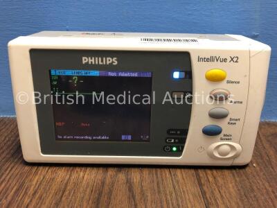 Philips IntelliVue X2 Handheld Patient Monitor S/W Rev G.01.75 with Press/Temp, NBP, SpO2 and ECG/Resp Options with 1 x Battery (Powers Up) *Mfd 2009*