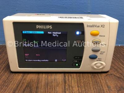 Philips IntelliVue X2 Handheld Patient Monitor S/W Rev H.15.51 with Press/Temp, NBP, SpO2 and ECG/Resp Options with 1 x Battery (Powers Up) *Mfd 2014*