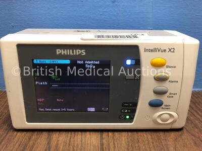 Philips IntelliVue X2 Handheld Patient Monitor S/W Rev H.15.51 with Press/Temp, NBP, SpO2 and ECG/Resp Options with 1 x Battery (Powers Up) *Mfd 2015*