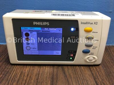 Philips IntelliVue X2 Handheld Patient Monitor S/W Rev G.01.80 with Press/Temp, NBP, SpO2 and ECG/Resp Options with 1 x Battery (Powers Up) *Mfd 2009*