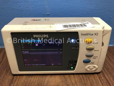 Philips IntelliVue X2 Handheld Patient Monitor S/W Rev H.15.45 with Press/Temp, NBP, SpO2 and ECG/Resp Options with 1 x Battery (Powers Up with Slight