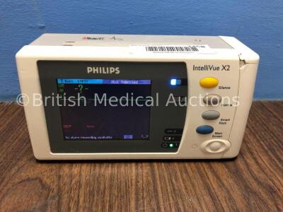 Philips IntelliVue X2 Handheld Patient Monitor S/W Rev G.01.80 with Press/Temp, NBP, SpO2 and ECG/Resp Options with 1 x Battery (Powers Up) *Mfd N/A*