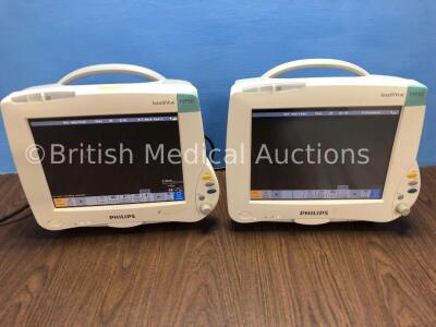2 x Philips IntelliVue MP50 Touch Screen Patient Monitors Version G.01.80 / G.01.79 (Both Power Up) *Mfd 2013 / 2013* (C)