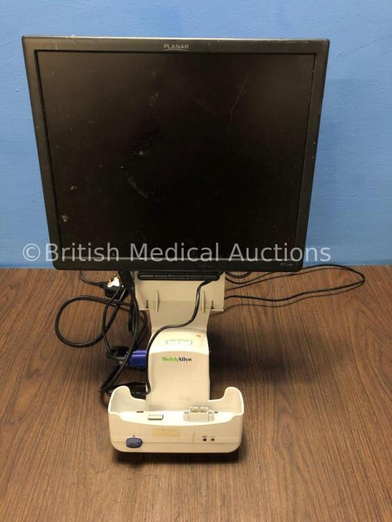 6 x Welch Allyn ProPaq LT Charging / Com Cradle with Planar PL1700 Monitor and Leads on Arm (1 x Picture - 6 in Lot - Damage to Screens - See Pictures